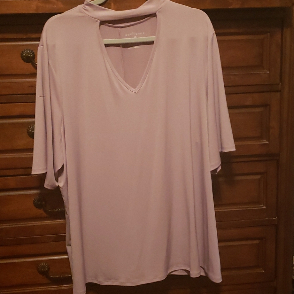 Nwot 3XL Blush colored peak-a-boo collar top